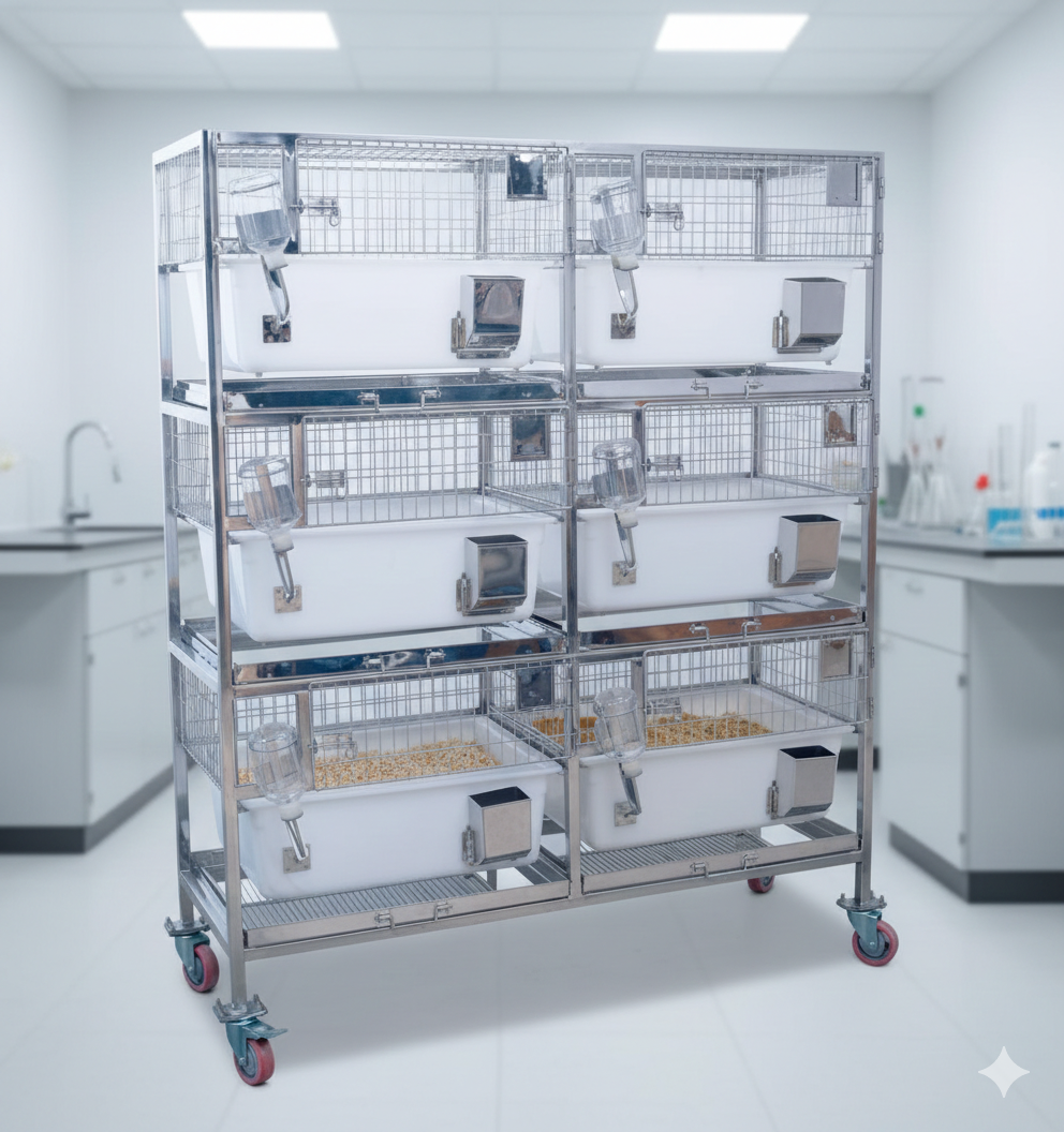 Orchid Scientific  Entegre Polipropilen Kobay (Guinea Pig) Kafesli Taşıma Arabası